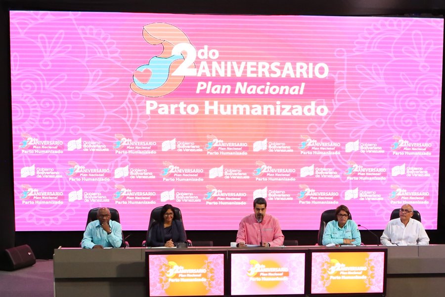 Nicolás Maduro, participa este jueves en acto para celebrar el segundo aniversario del Plan Nacional Parto Humanizado