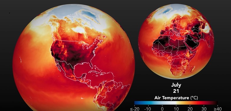 Temperaturas máximas estimadas sobre la superficie terrestre a fecha de 21 de julio de 2022