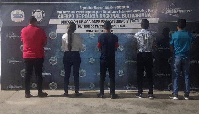 Cinco oficiales de la Policía Nacional Bolivariana detenidos