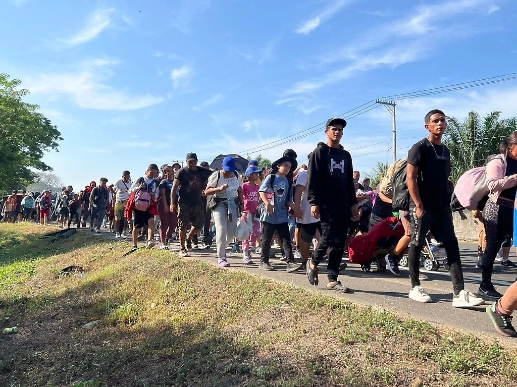 Llega caravana viacrucis migrante al municipio de Huixtla, Chiapas